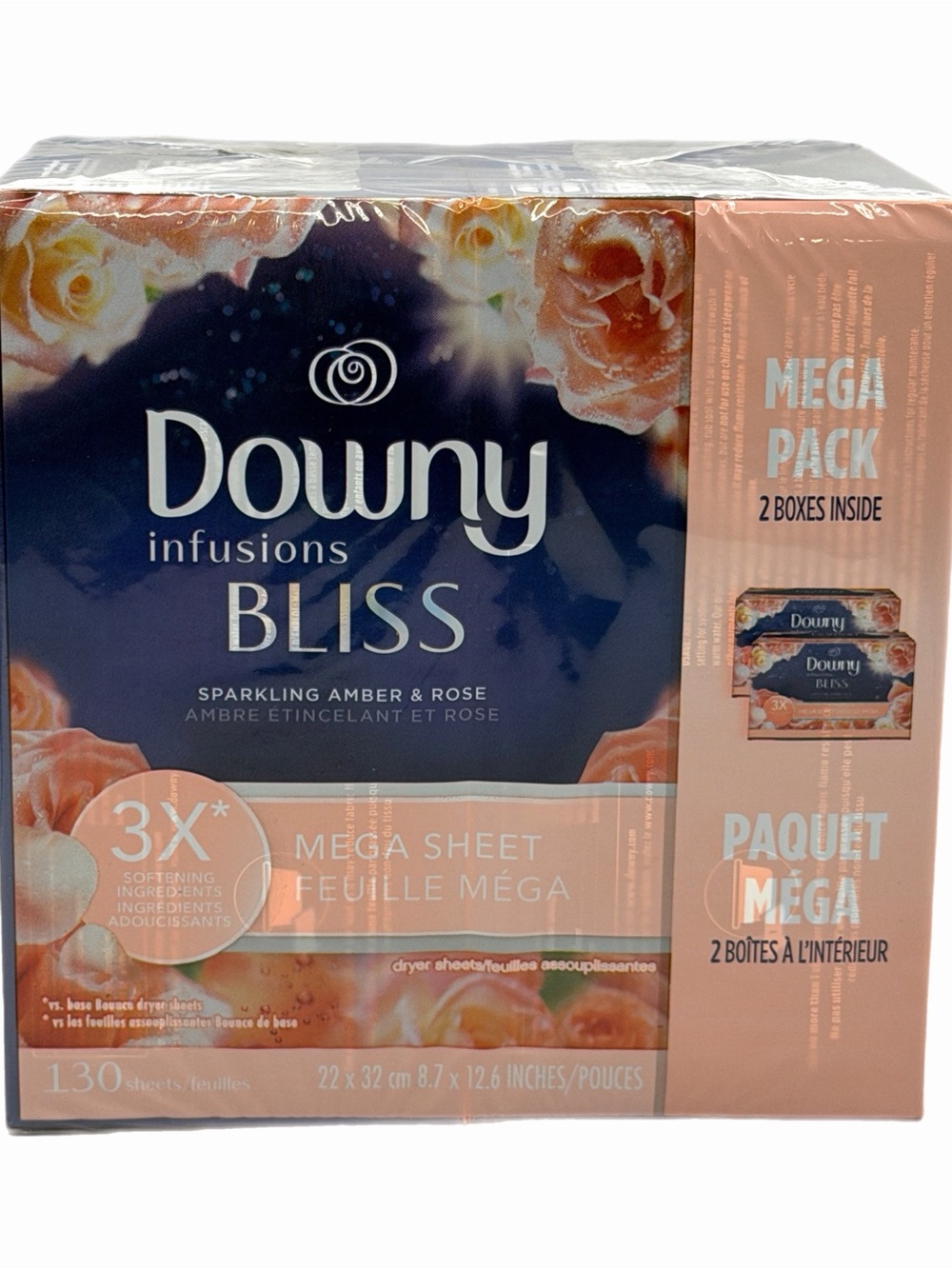 2-Pack Downy Infusions Bliss Sparkling Amber & Rose Mega Dryer Sheets